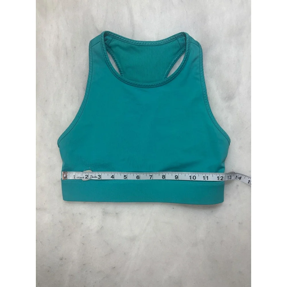 Fabletics Teal Racerback High Neck Sports Bra Strappy Back Workout Fitness Sm